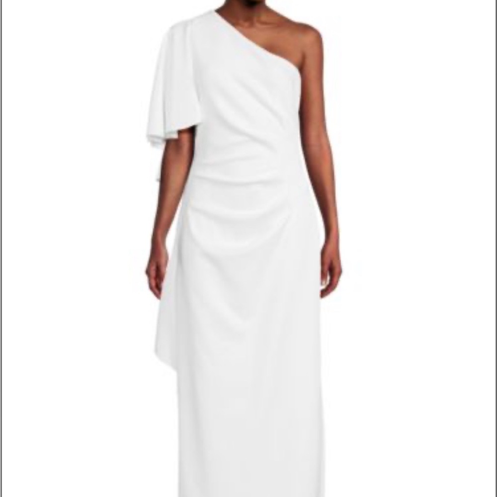 Black Halo One-Shoulder Odella Gown in "Whipped Cream"